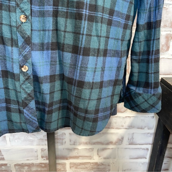 Volcom Green and Blue Plaid Button-Down Shirt - Picture 3 of 7